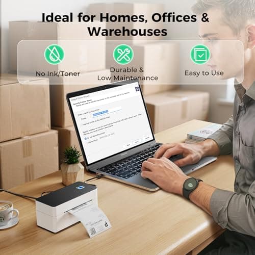 SVANTTO Bluetooth Thermal Shipping Label Printer 4x6, Compatible with Windows/Mac/Android/iOS, High-Speed 4x6 Label Printer for USPS, UPS, Ebay, Etsy, Shopify, Poshmark, Inkless Printing