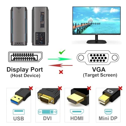 BENFEI DisplayPort to VGA Cable, 1.8M Display Port of Computer/Laptop to VGA of Monitor/Projector Gold-Plated Adapter (Not Bidirectional,Not Compatible with HDMI or USB)