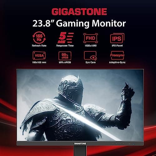 Gigastone 24 inch IPS LED Back Light Gaming Monitor 3-Pack 165Hz FHD 1920 x 1080, 1080P 178° Wide View, Triple Monitor, Built-in Speakers, FreeSync, Ergonomic Tilt VESA Mount,DP,HDMI