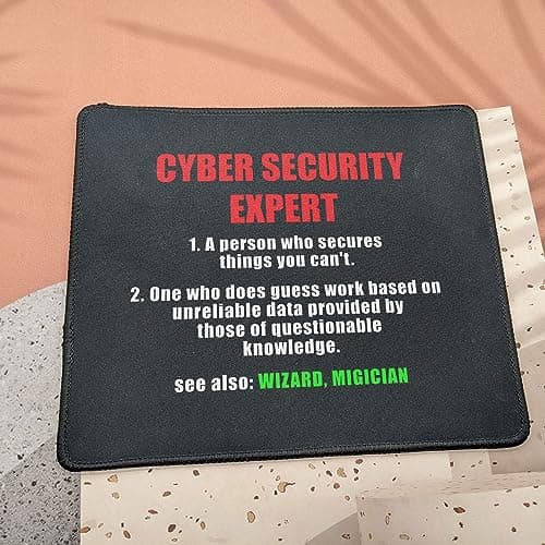 Cybersecurity Expert Definition Mouse Pad - System Administrator - Funny Gifts for Computer Programmer - IT Security - Mouse Mat 9.5 Inch