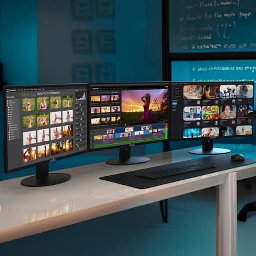 Kado Triple Monitor Setup - 3-Pack 22" 1920x1080 Computer Monitor 75Hz VESA Mount HDMI Office Gaming Hybrid Built-in Speakers (E22 Trio Series)