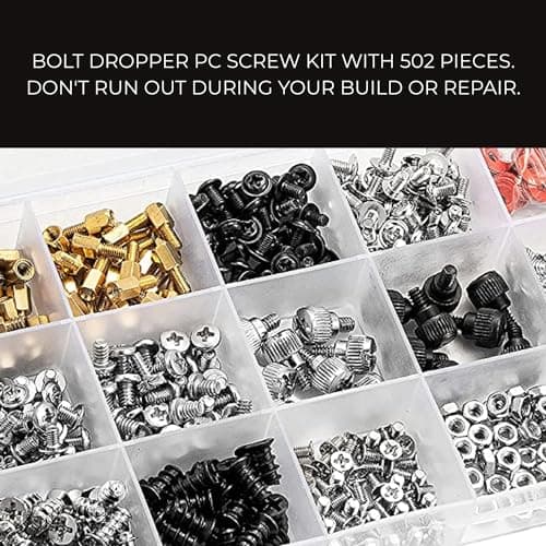 Bolt Dropper 502pcs Computer Screw Assortment Kit - Standoffs Screws for HDD Hard Drive, Fan, Chassis, ATX Case, Motherboard, Case Fan, Graphics, SSD, Spacer - DIY PC Installation and Repair Set