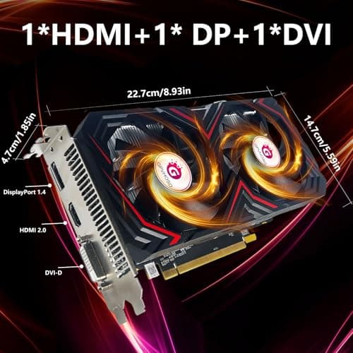 Radeon RX 590 8GB GEM Graphics Card, 2304SP 1469MHz GDDR5 256bit, RX590 GPU 8K Video Card with Dual Cooling Fan, HDMI, DP, DVI-Output, PCIE 3.0 * 16 for Computer Gaming and Office