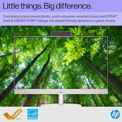 HP 24 inch All-in-One Desktop PC, FHD Display, AMD Ryzen 5 7520U, 8 GB RAM, 256 GB SSD, AMD Radeon Graphics, Windows 11 Home, 24-cr0002 (2024)