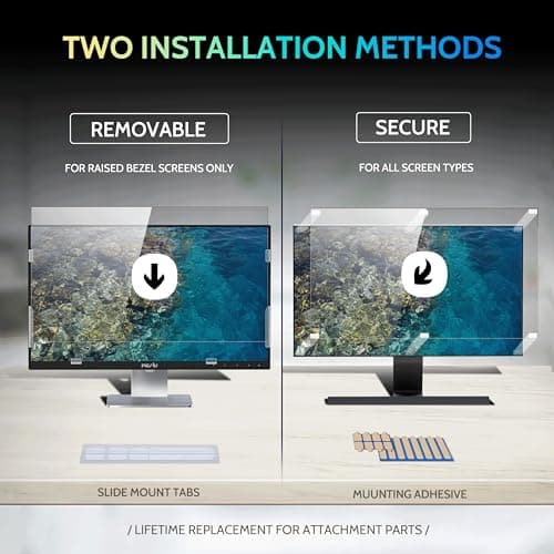 [2-Pack] 24 Inch Privacy Screen for Computer Monitor 16:9 Aspect Ratio, Eye Protection Anti Blue Light Glare Shield, 24inch Removable Black Blackout Anti Spy Desktop Security Private Filter