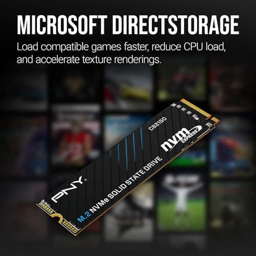 PNY CS2150 1TB Gen5 PCIe NVMe M.2 2280 3D NAND SSD – Up to 10,200/8,300 MBs - PC/Laptop Upgrade, Gaming, Photography, Video Editing, Direct Storage Enabled-Internal Solid-State Drive M280CS2150-1TB-TB
