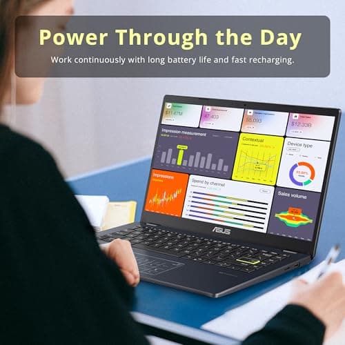 ASUS 14" FHD Laptop, Intel Celeron N4500 Processor, 4GB RAM, 224GB Storage(64GB eMMC+160GB Docking Station Set), Intel Iris Xe Graphics, 720P Camera, Bluetooth, Win 11 S, Quiet Blue