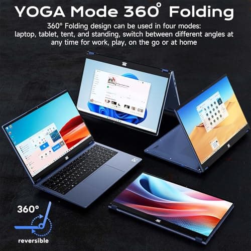 2 in 1 Laptop Convertible 15.6 Inch (16GB RAM, 1TB SSD), i3-1215U 6-Core Processor(Up to 4.4Ghz), FHD IPS Touch Screen Laptop Computer 360° for Students and Business, USB 3.0, Type C