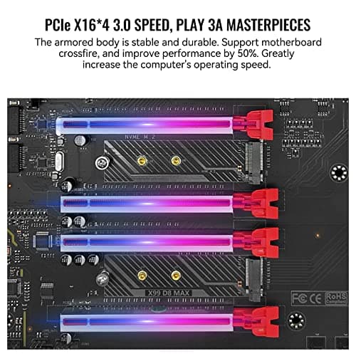X99 Dual CPU Motherboard LGA 2011-3 Server Motherboard for Intel i7 5th/6th Gen Xeon E5 V3/V4 Series (E-ATX, 8*DDR4 ECC Max 256G, 2*NVME M.2, 2*Gb LAN, SATA 3.0, PCIe 3.0)