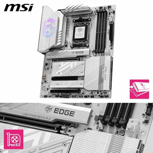 msi MPG B850 Edge TI WiFi Motherboard, ATX - Supports AMD Ryzen 9000/8000 / 7000 Processors, AM5-80A SPS VRM, DDR5 Memory Boost (8400+MT/s OC), PCIe 5.0 x16, M.2 Gen5, Wi-Fi 7, 5G LAN