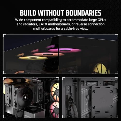 CORSAIR 3500X ARGB Mid-Tower ATX PC Case – Panoramic Tempered Glass – Reverse Connection Motherboard Compatible – 3X CORSAIR RS120 ARGB Fans Included – Black