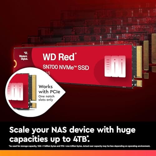 Western Digital 500GB WD Red SN700 NVMe Internal Solid State Drive SSD for NAS Devices - Gen3 PCIe, M.2 2280, Up to 3,430 MB/s - WDS500G1R0C