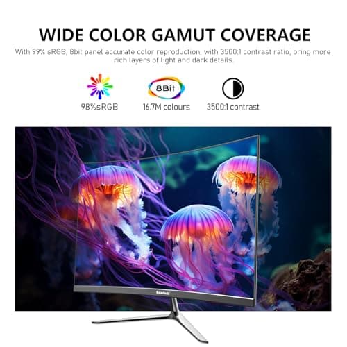 24.5 Inch Gaming Curved Monitor Built-in Speakers, 3000R 120Hz PC Screen Full HD 1080P, HDMI 2.0, VGA, Wall Mount Compatible 75 * 75mm