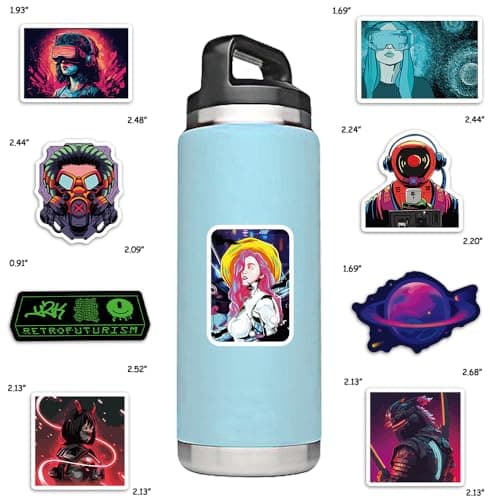 Cyberpunk Stickers for Kindle Boys Cyberpunk Stickers for Water Bottles Scrapbook Laptop Book Waterproof(75 Pcs)
