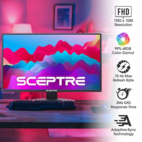 2 Pack - 22 Inch Monitor FHD 1920 x 1080 Computer Monitor, VESA Mount, Tilt, VGA and HDMI x2, Professional and Gaming Monitor – 2 Pack, MACHINE BLACK, 2PACKE225W-19203RT