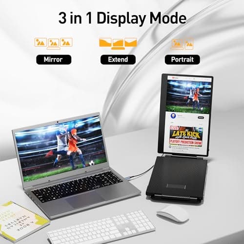 Laptop Screen Extender, 14.2" Portable Triple Monitor for Laptop with Full HD IPS Display, Laptop Extended Monitor Compatible with Mac, Windows, Chrome, Fits 13-17 Inch Laptops