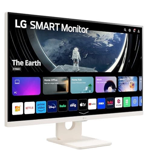 LG 27SR50F-W Smart Monitor 27-Inch FHD (1920x1080) IPS Display, webOS 23, HDR 10, x2 Built-in Speakers, AirPlay 2, Screen Share, Bluetooth, ThinQ App, Remote Control, White