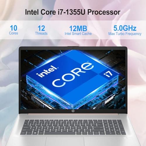 HP Premium 17.3" Laptop, 17.3" HD+ Touchscreen, Intel Core i7-1355U, 64GB RAM, 2TB SSD, Webcam, HDMI, Backlit KB, FP Reader, Wi-Fi 6, Win 11 H, Pale Rose Gold, ADATA 512 External SSD Bundle