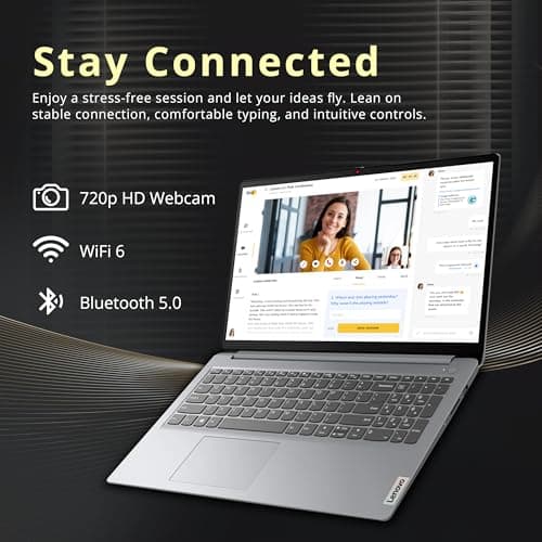 Lenovo Ideapad 1 15.6" HD Anti-Glare Laptop, Intel Celeron N4500, 8GB RAM, 416GB Storage(256GB SSD+160GB Docking Station Set), Intel UHD Graphics, Num Pad, Webcam, Win 11s, Grey