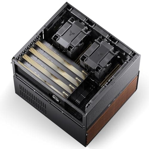 JONSBO N5 NAS Pc Case, E-ATX,12HDD+4SSD Drive Bay GPU HP Host, Supports Max. 4 GPU,E-A.TX(330mm) MB/ATX PSU Supports, with 3 Fans Built-in, 8 Slots PCI, Solid Wood Veneer Computer Case,Home Server