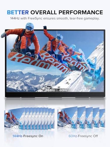 UPERFECT 2K 144Hz Portable Monitor Touchscreen 18" 2560x1600 QHD 100% DCI-P3 Laptop Monitor FreeSync HDR Gaming Monitor w/VESA & Stand 180°Adjustable, Slim Frameless Second Monitor for PC Phone
