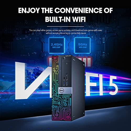 Dell OptiPlex Desktop Computers PC with Dual Koorui 24 Inch Monitor Bundle, Intel Core i7-6700, 16GB Ram 512GB M.2 NVMe SSD, Built-in WiFi and Bluetooth, RGB Light, Windows 11 Pro (Renewed)
