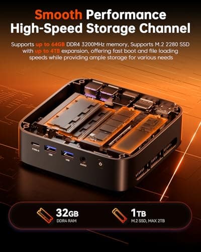 ACEMAGICIAN Mini PC AMD Ryzen 7 5700U : 32GB DDR4 1TB NVMe SSD Mini Computers, Small Gaming PC 4K@60Hz Triple Display, Mini Desktop WiFi6 | Bluetooth 5.2 | Dual Channel | Auto Power On | K1
