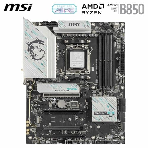 msi B850 Gaming Plus WiFi Motherboard, ATX - Supports AMD Ryzen 9000/8000 / 7000 Processors, AM5 - DDR5 Memory Boost 8200+ MT/s (OC), PCIe 5.0 x16 & 4.0 x16, M.2 Gen5, Wi-Fi 7, 5G LAN