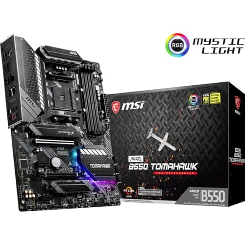 msi MAG B550 TOMAHAWK Gaming Motherboard (AMD AM4, DDR4, PCIe 4.0, SATA 6Gb/s, M.2, USB 3.2 Gen 2, HDMI/DP, ATX, AMD Ryzen 5000 Series processors)