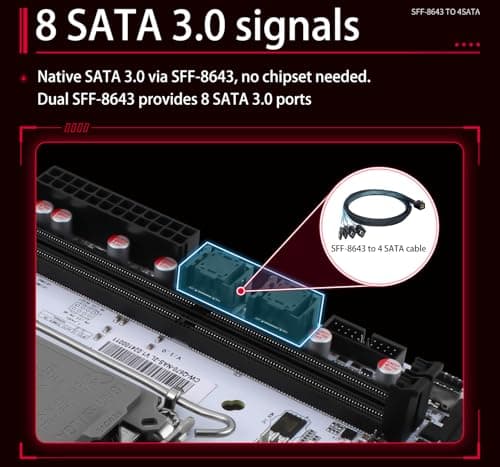Q670 Pro 8-Bay Mini-ITX NAS Motherboard: LGA1700 for 12th/13th/14th Gen Intel CPUs, 8 SATA 3.0, 3 M.2 NVMe, 2.5G vPro NIC, Dual DDR5 Slots, USB3.2, Dual 4K@60Hz Display (Q670+ 2X SFF-8643)