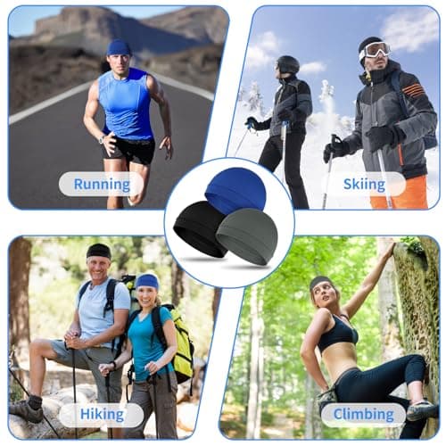 3 pcs Skull Caps, Lightweight Helmet Liner, Breathable Cycling Cap, Cooling Sweat Beanie for Men Women Running Cycling