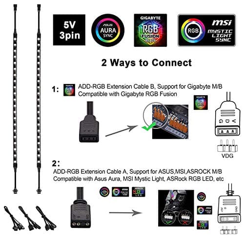 Addressable RGB PC LED Strip, 13.78 x 0.39 x 0.12 inches Clear Silicone Covering, for 5V 3-pin argb Header, Built-in Eight Strong Magnets, Easy to Install