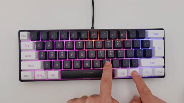 Snpurdiri 60% Wired Gaming Keyboard, Small RGB Backlit Membrane Gaming Keyboard, Ultra-Compact Mini Waterproof Keyboard for PC Computer Gamer White and Black