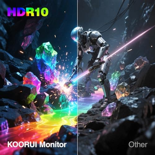 KOORUI 24 inch Curved Gaming Monitor 180Hz FHD 1080P Computer Monitor,1ms 1500R VA Display,Adaptive Sync, FreeSync Premium,HDR10,HDMI2.0X2&DP1.2,VESA Compatible,Tilt Adjustable,Eye Care,24E6CA