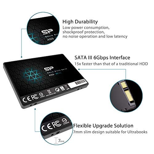 SP Silicon Power 4TB SSD 3D NAND A55 SLC Cache Performance Boost SATA III 2.5'' 7mm (0.28'') Internal Solid State Drive (SP004TBSS3A55S25)