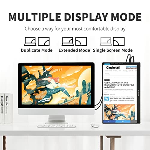 External Travel Monitor, FHD 1080P, 15.6'', Portable, IPS Eye Care Computer Display HDMI USB-C VESA with Smart Cover&Dual Speakers for Mac PC Phone PS4/5 Xbox Switch, Laptop
