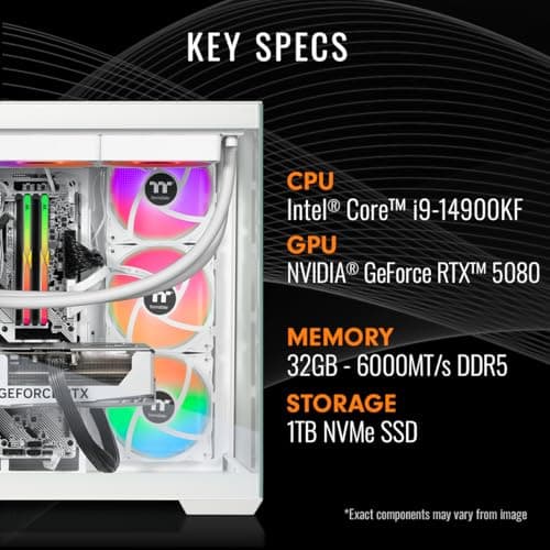 Thermaltake LCGS View i1480S-380 Gaming Desktop (Intel® Core™ i9-14900KF, ToughRam 32GB DDR5 6000MT/s RGB Memory, NVIDIA® GeForce RTX™ 5080, 1TB NVMe M.2, WiFi, Windows 11) V38S-Z790-580-LCS