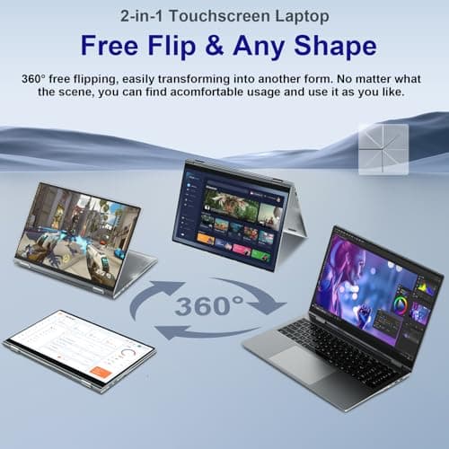 jumper 2 in 1 Laptop, 16 inch Convertible Laptop Computer with IPS FHD 360 Degree Touchscreen, 640GB Storage, 16GB RAM, Fingerprint Reader, Backlit Keyboard, Celeron N5095, 53.2WH, WiFi 6