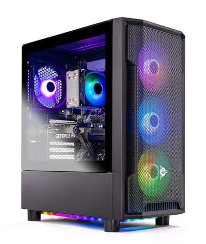 Skytech Gaming Shadow Desktop PC, Ryzen 7 7700X 4.5 GHz (5.4GHz Turbo), NVIDIA RTX 5060, 1TB Gen4 NVMe SSD, 32GB DDR5 RAM 5600 RGB, 650W Gold PSU, Wi-Fi, Win 11