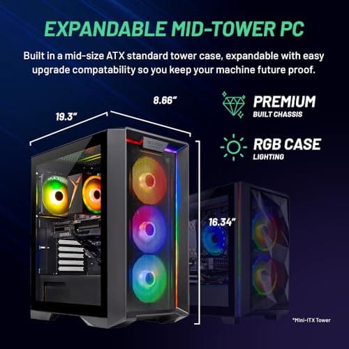 Skytech Nebula Gaming PC Desktop, Ryzen 5 5500 3.6 GHz (4.2GHz Turbo Boost), NVIDIA RTX 4060 8GB GDDR6X, 1TB SSD, 16GB DDR4 RAM 3200, 650W Gold PSU, Wi-Fi, Win 11 Home