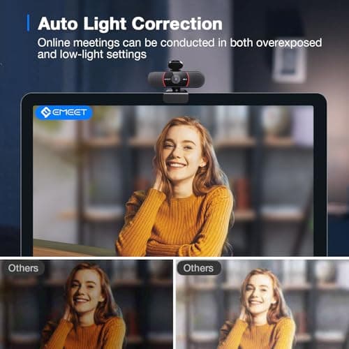 EMEET C960 4K Webcam for PC, 4K UHD Sony Sensor, PDAF Auto Focus, Dual AI Noise-Cancelling Mics, Auto Light Correction, 73° FOV, Plug&Play Webcam w/Privacy Cover, Works w/Zoom/Teams/Skype/Google Meet