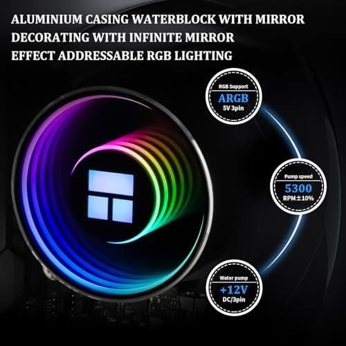 Thermalright Frozen Notte 240 Black ARGB V2 Water Cooling CPU Cooler,240Black CPU Cooler Specifications, Double PWM Fans, S-FDB Bearings, Suitable for AMD/AM4 AM5,Intel LGA 1700/1150/1151/1200/2011