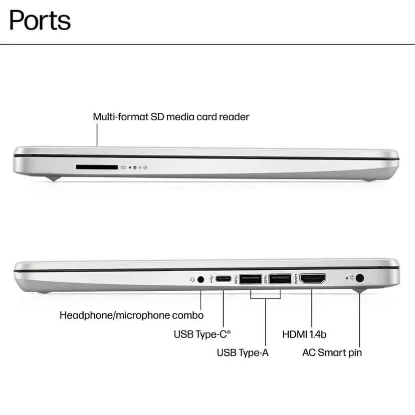 HP 14 Premium HD Portable Laptop Computer Students Business, Quad-Core Intel Celeron Processor, 8GB RAM, 256GB Storage(128GB eMMC+128GB Ghost Manta SD Card), 1 Year Office 365, HDMI, Win 11