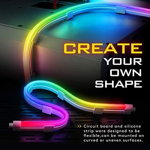 EZDIY-FAB Premium LED Strip Kit for PC 5V ARGB Motherboard Sync,Upgraded with 3-Kinds Mounting Clips-2X 400mm Smooth Lighting Strip