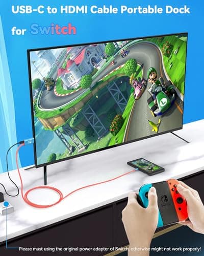 Portable Switch Dock 4K TV Adapter for Nintendo Switch/OLED USB C to HDMI Cable Travel Must Haves Docking Station Compatible with Switch Replacement for Bulky Original Dock (6FT)