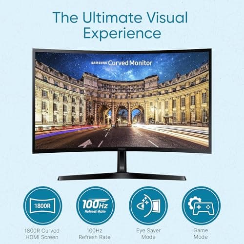 Samsung S36GD 27" Curved Monitor – LCD FHD, 16:9, 1920x1080, HDMI, VGA, VESA, Eye Saver & Flicker-Free Tech – Boomph's Comprehensive Ultimate Performance Cloth Solution for Your Workspace