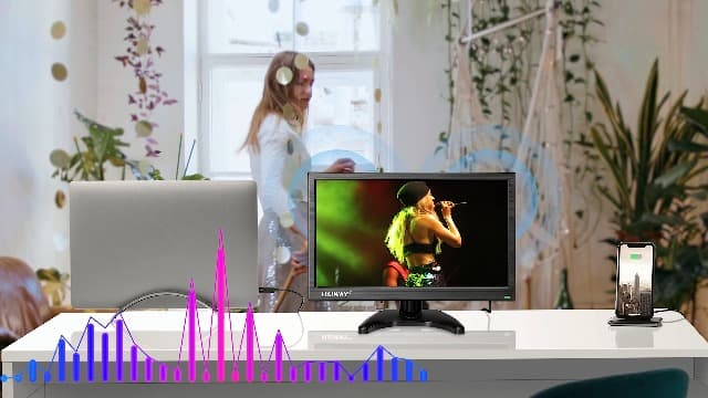 15.6 Inch Small HDMI Monitor, 1366x768 Resolution Security CCTV Monitor with HDMI BNC VGA AV USB Ports, Built-in Speakers LED Monitors for PC, Laptop and Computer for Home Office Warehouse