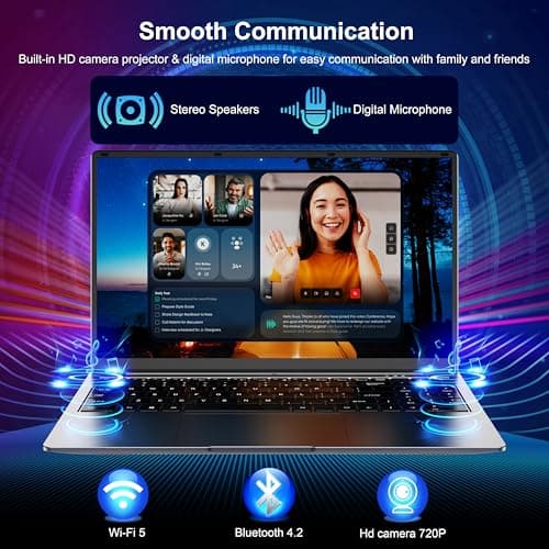 15.6" Laptop Computer - Quad-Core N95 Processor (Up to 3.4GHz) Laptop PC 16GB DDR4 512GB SSD, Students Business Laptop Support Touch ID,WiFi, BT4.2, HDMI, USB 3.0