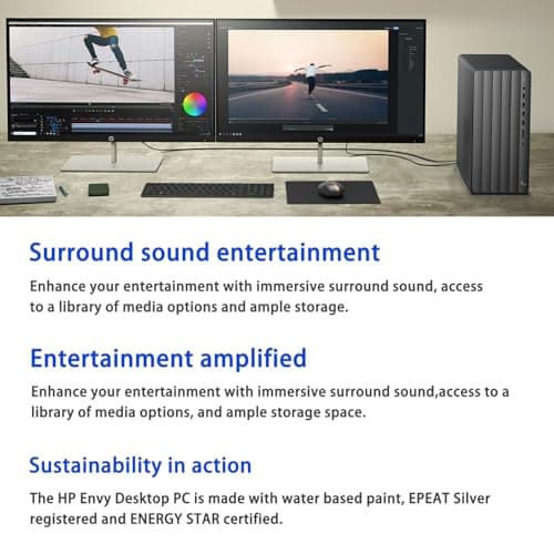 HP Envy AI Copilot Business Desktop, Intel Core i7-14700, NVIDIA GeForce RTX 3050, 64GB RAM, 2TB SSD, RJ45, Wi-Fi 6, Windows 11 Home, Black, with ADATA 512GB External SSD Bundle