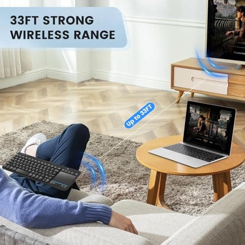 Multi-Device Wireless Bluetooth Keyboard with Touchpad-Wireless TV Keyboard with Multi-Touch Big Size Trackpad,Support 3 Devices for TV,Windows, Android, Chrome OS, Laptop, Tablet